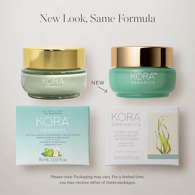 KORA Organics Active Algae Lightweight Moisturizer, Hydrate and Soothe, Certified Organic, Cruelty Free, 0.51 fl oz