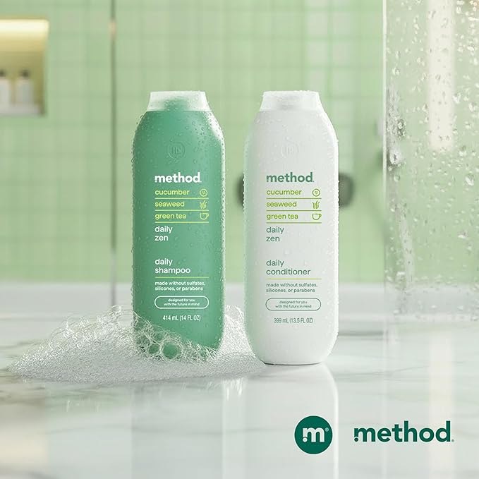 Method Daily Zen Shampoo - Daily Clean for All Hair Types, Softens and Nourishes Hair, Color Safe - Sulfate Free - 14 oz, Pack of 3