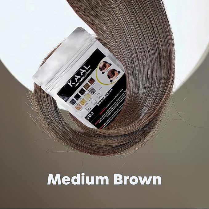 KAAL Hair Fiber Refill Pack | (3.53 oz, Medium Brown) Hair Powder for Concealing Thinning Hair, Hair Loss Solution for Men and Women