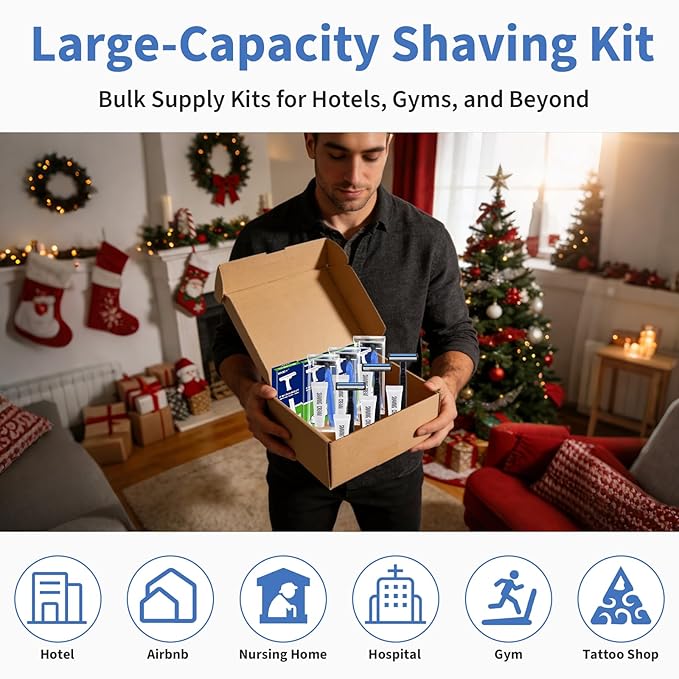 6 Pack Disposable Razors Bulk with Shaving Cream (10g) for Men, Shaving Kit for Men, Twin Blade Disposable Razors and Travel Cream, Individually Wrapped Toiletries for Homeless Shelter Hotel