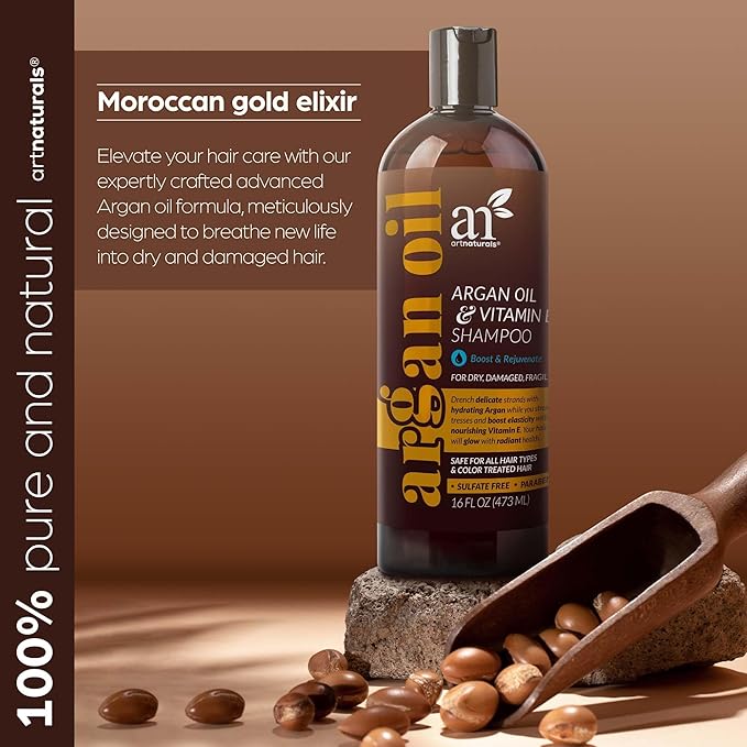 artnaturals Argan Hair Growth Shampoo - (16 Fl Oz / 473ml) - Sulfate Free - Treatment for Hair Loss, Thinning & Regrowth - Men & Women - Infused with Biotin, Argan Oil, Keratin, Caffeine