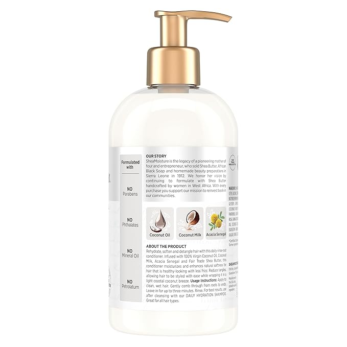 Shea Moisture Daily Hydrating Conditioner Virgin Coconut Oil For All Hair Types Sulfate-Free 13 oz