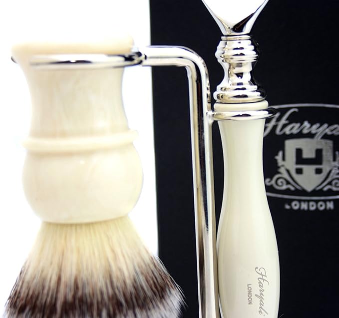3 Pcs Men's Shaving Set Includes Synthetic Hair Shaving Brush & 5 Edge Cartridge Shaving Razor & Dual Stand