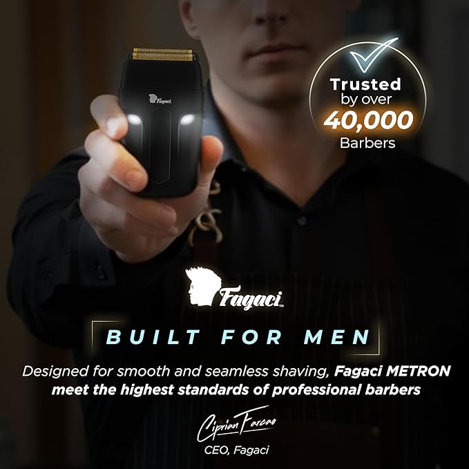 Fagaci Double Foil Shaver for Men – Electric Shaver with Close Shaving, No Irritation, Professional Barber Foil Shavers 8500 RPM High Torque, 3H Battery, Mens Razor for Face, Easy Clean