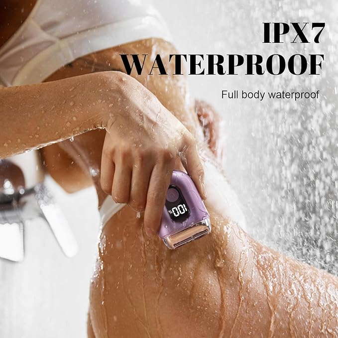 Cordless Electric Shaver for Women: Mini Electric Razors with LED Display - Rechargeable Bikini Trimmer - IPX7 Waterproof Wet Dry Face Razor for Body Pubic Leg (Bright Purple)