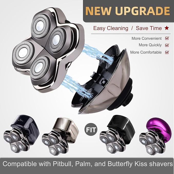 2Pack Pro 4 Shaver Replacement Heads Compatible with Skull Pitbulls Gold PRO, Silver PRO, Platinum PRO Head Shavers, Electric Shaver Half Head for Men/Women (2 PACK CAVER)