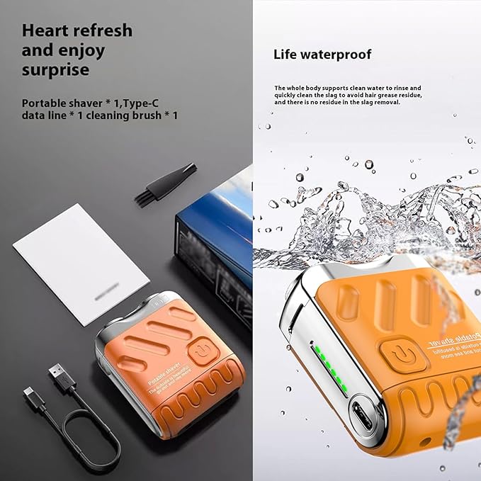Skyworl Mini Shaver, Beard Shavers Portable Suitcase Design, Mini Portable Electric Shaver for Men Waterproof, Fast Charging Long Battery Life Double-Ring Magnetic Cutter (Blue)