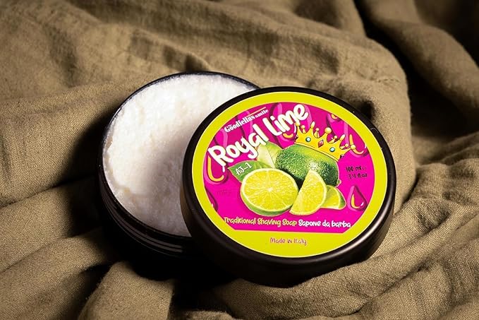 The Goodfellas’ Smile ROYAL LIME (Zesty Sicilian Lime) Italian Shaving Soap – Soft Lathering Croap for Traditional Wet Shaving with Brush, Razor & Soap Bowl