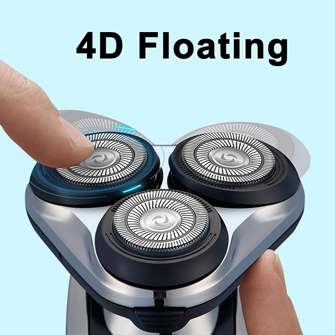 Electric Shaver for Men - Rechargeable Razor 3D Precision Blades with Pop-up Trimmer - Rotary Cordless Shavers Washable Gentle on Sensitive Skin for Beard Sideburn Face with Travel Lock Men Gift