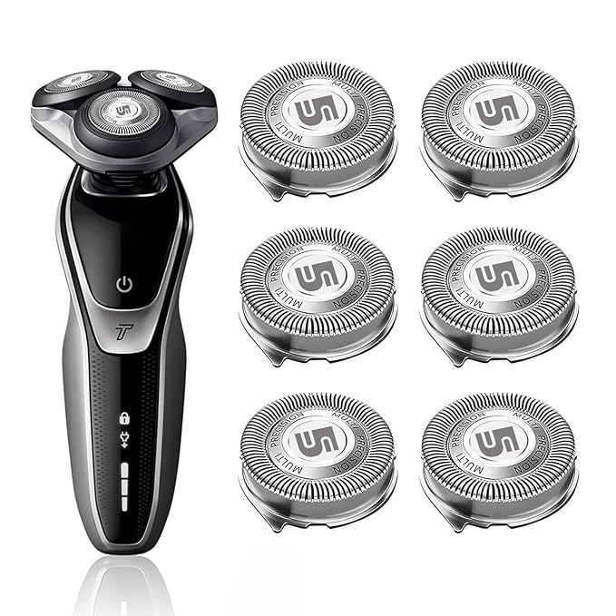 SH50 Replacement Heads for Philips Norelco 5000 Series (S5xxx, AT7xx, AT8xx, PT7xx, PT8xx) - Electric Shaver Blades & Cutters Compatible with Series 5000, AquaTouch, PowerTouch Shavers 6-Pack