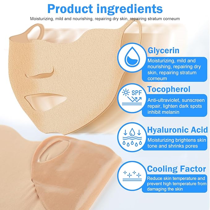 Golf Sunscreen Patch, UV Protection Mask for Face Care, Hydrating Gel Cool Face Mask Lifting Collagen Mask Sun Protection UV Stickers Suitable for Climbing Cycling Outdoor Activities (5-Piece)