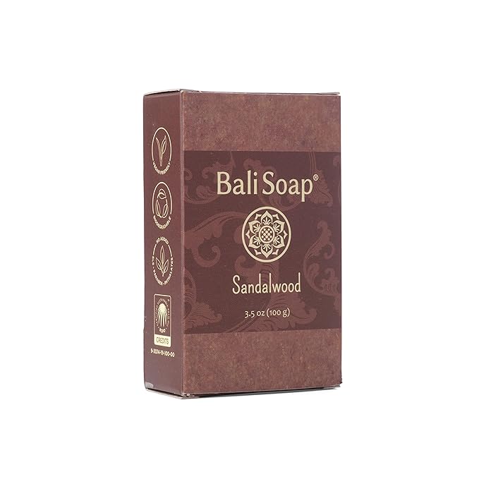 Bali Soap - Sandalwood Natural Soap - Bar Soap for Men & Women - Body and Face Soap - Vegan, Handmade, Exfoliating Soap - 3 Pack, 3.5 Oz each