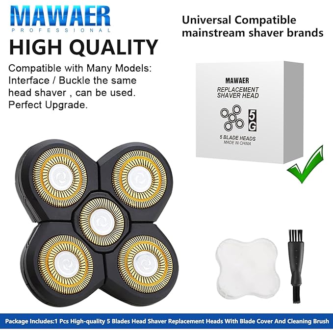 FreedomGold Shaver Replacement Heads - 5D Universal Blades Compatible With FreedomGold & Other Brands