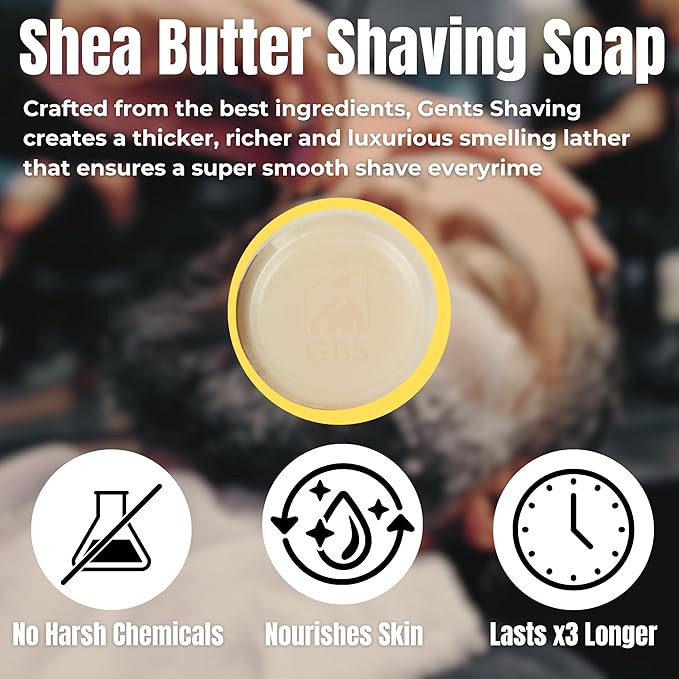 GENTS Men's Shaving Soap 97% All Natural Enriched With Shea Butter and Glycerin, Creates Rich Lather Form (6 Pack Variety)