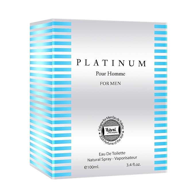 Hybrid & Company Platinum Pour Homme For Men Eau De Toilette Vaporisateur Natural Spray 3.4 Fl Oz