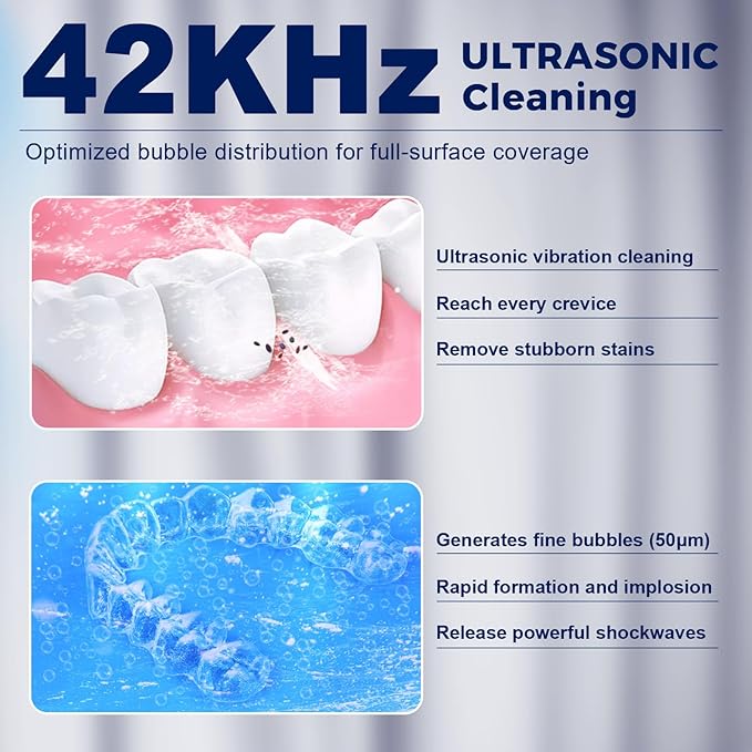 Ultrasonic Retainer Cleaner Machine, Dental Cleaning Pod for Dentures, Mouth Guard, Aligner, Night Guard, Jewelry, Braces, Ultra Sonic Cleaner for All Dental Appliances (Black)