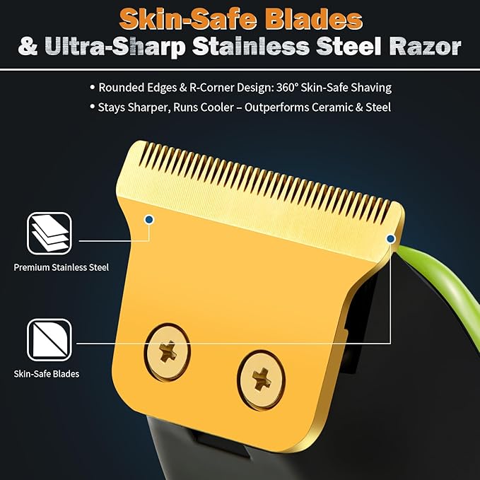 Beard Trimmer for Men, Rechargeable Cordless Hair Clipper with LED Display & Hangable Design, 180min Runtime, 6 Combs, Type-C Charging for Face, Neck, Groin & Manscaping, Ideal Gift