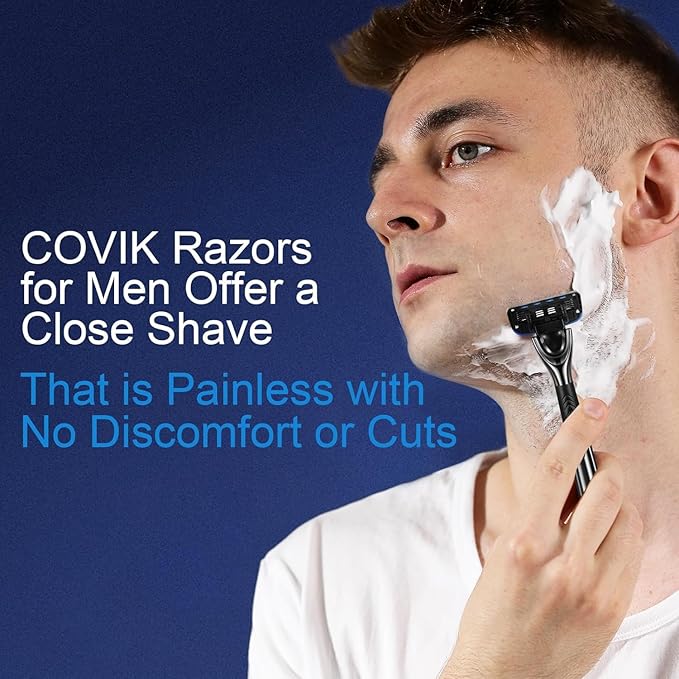 5 Blade Razor for Men with Dual Lubrication, Handle & Cartridges, Comfortable and Smooth Shaving