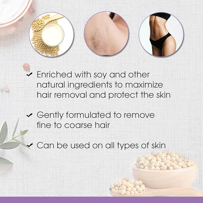 Satin Smooth Soy Hair Removal Wax - Painless Waxing for Sensitive Skin, Effective for Face, Legs, & Bikini, Ideal for Fine to Coarse Hair 14 oz