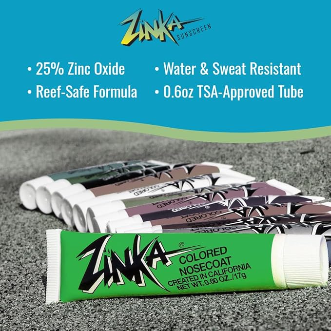 Zinka Colored Zinc Oxide Sunblock – High Zinc Formula for Nose and Face, Water & Sweat Resistant, Jungle Green
