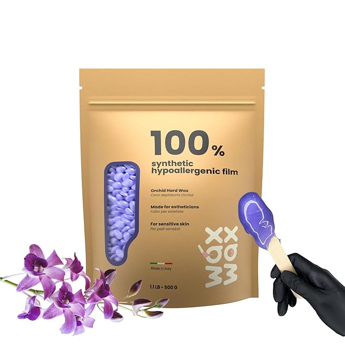 Orchid Hard Wax Beads | Facial Wax for Ultra Sensitive Skin | Rosin-Free, Hypoallergenic, Strip-Free | Low Melting, Cruelty-Free & Eco-Friendly Waxing Beads | Made In Italy - 1.1lb