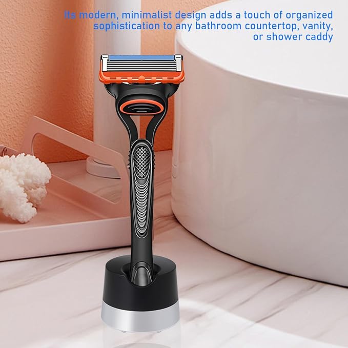 Razor Stand Holder - Alloy Metal with Drainage Hole | Universal Fit for Most Razors | Scratch-Resistant Compatible with Gillette