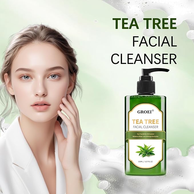 Tea Tree Facial Cleanser 150ml – Oil Control Face Wash with Vitamin – Refreshing Gel Cleanser for Combination & Oily Skin (1PC)
