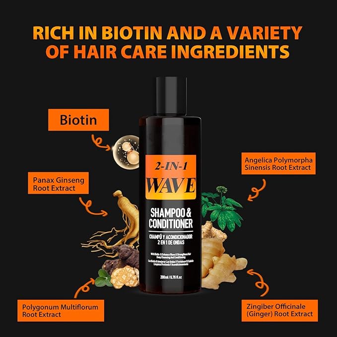 gowwim Wave Shampoo for Black Men Shampoo & Conditioner for Black Men Curl-Enhancing Formula Deep Cleansing & Moisturizing 6.76 FL OZ