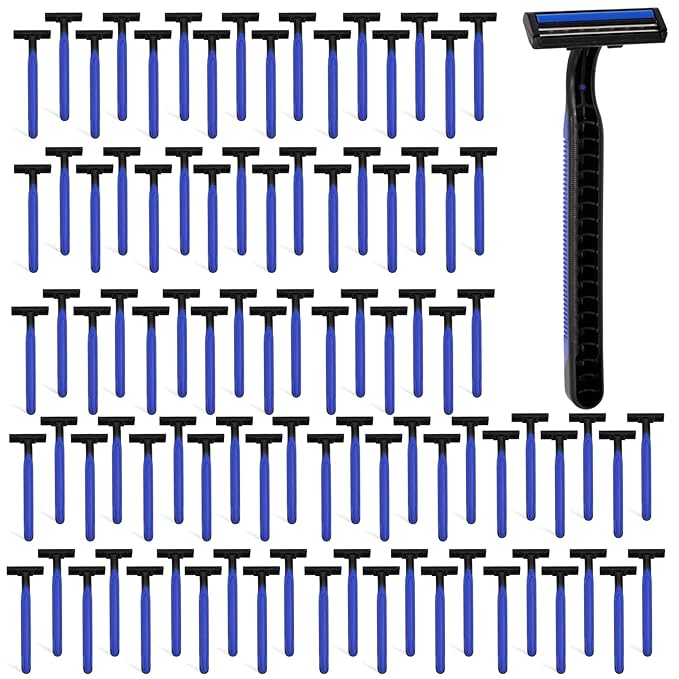 150 Pcs Disposable Razors,Twin Blade Razors with Clear Safety Cap,Disposable Razors Individually Wrapped Bulk,Stainless Steel Blade Shaving Razors Bulk for Men &Women Bathing Hotel Travel