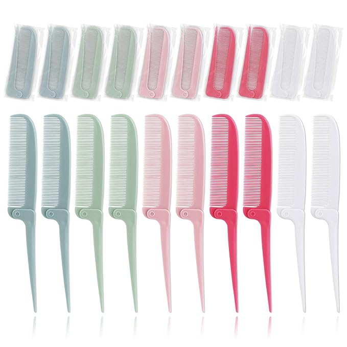 Folding Combs, 10 PCS Hair Parting Comb, Pocket Size, Fine Tooth for Straight, Wavy, Curly Hair Styling