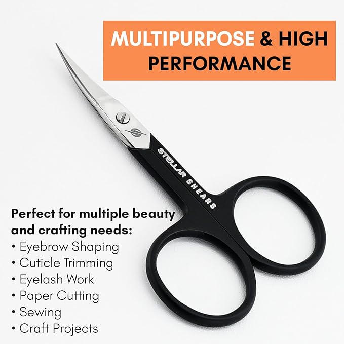 Precision Cuticle Scissors – Extra Sharp Curved Stainless Steel Blades for Nail, Eyebrow & Dry Skin Trimming – Professional Manicure & Pedicure Scissors for Women & Men (Black)
