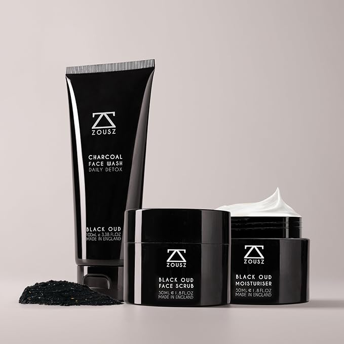 ZOUSZ Black Oud Charcoal Face Wash for Men – Daily Detox Activated Charcoal Face Cleanser – Premium Mens Skincare – Refreshing Face Wash Gift for Men, 100ml