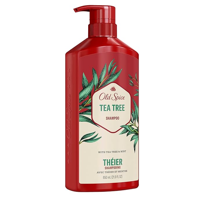 Old Spice Tea Tree Shampoo for Men, Healthier, Fuller, More Moisturized Looking Hair, 21.9 Fl Oz Each, Twin Pack