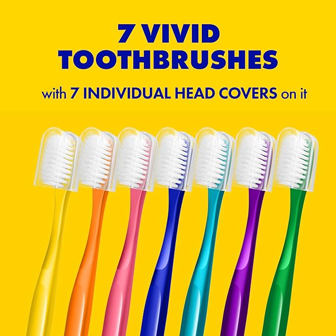 WAY.V Extra Soft Toothbrush for Adults Sensitive Gums and Teeth with Individual Head Covers, 7 Pcs Manual Toothbrushes - Family and Guests (7 Counts, Soft Bristle)