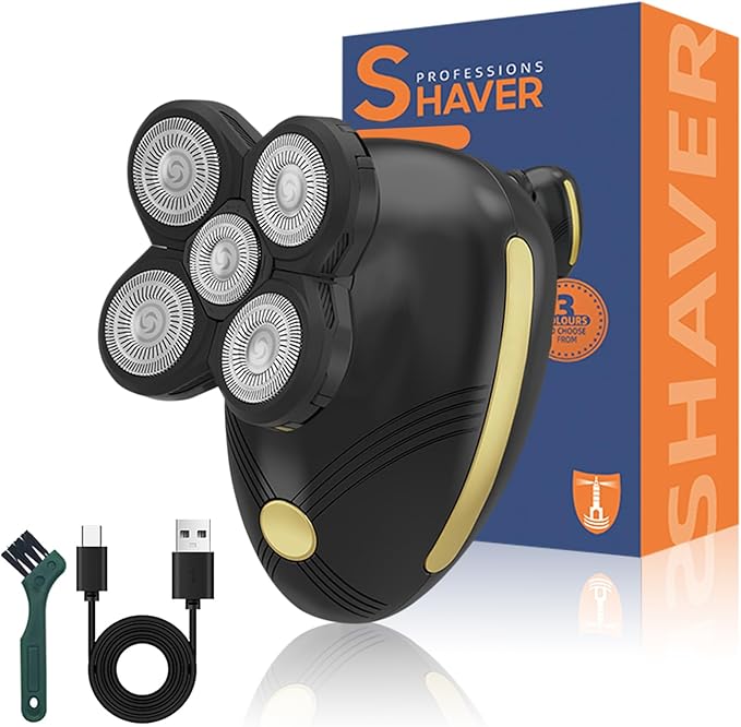 Head Shaver for Bald Men - Electric Rotary Razor Rechargeable - Waterproof 5D Bald Head Shavers 9500 RPM High Speed Fast Shaving Beard Trimmer Type-C Charge for Scalp Face Beard Close Shave