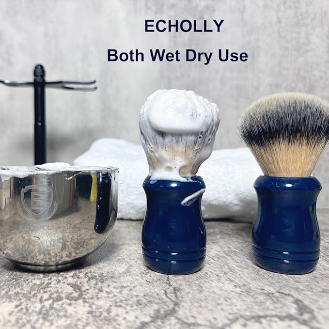 Shaving Brush for Men – Nylon Bristles with Deep Blue Plastic Handle – Professional Shaving Tool for Lathering & Skin Preparation – Durable & Ergonomic Design (Blue Point)