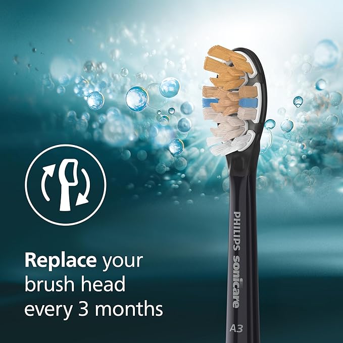 Philips Sonicare A3 All-in-One - Genuine Replacement Electric Toothbrush Heads, Black, 2 Pack, HX9092/95
