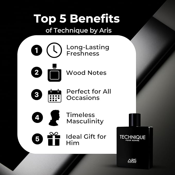 ARIS Technique Eau de Parfum – Long-Lasting Sandalwood and Woody Fragrance for Men – 100mL Perfume Spray with Bonus 15mL Perfume Sample (Randomly Selected)