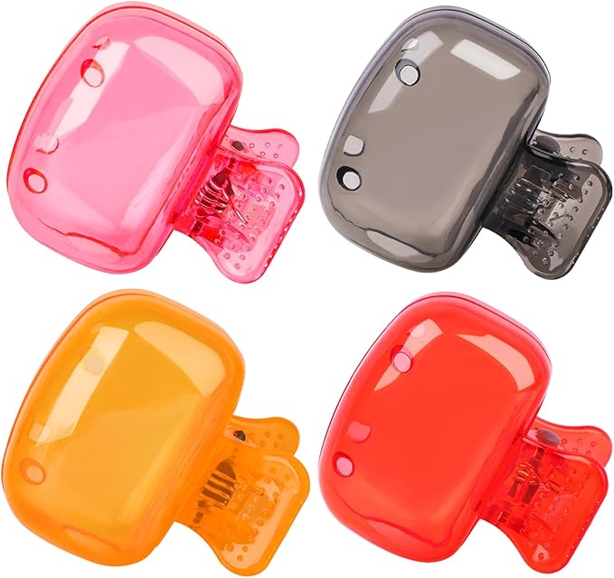 4 Pack Travel Toothbrush Head Covers Toothbrush Protector Cap Brush Pod Case Protective Portable Plastic Clip for Household Travel, Bathroom, School, Camping, Business (Grey, Red, Orange, Pink)