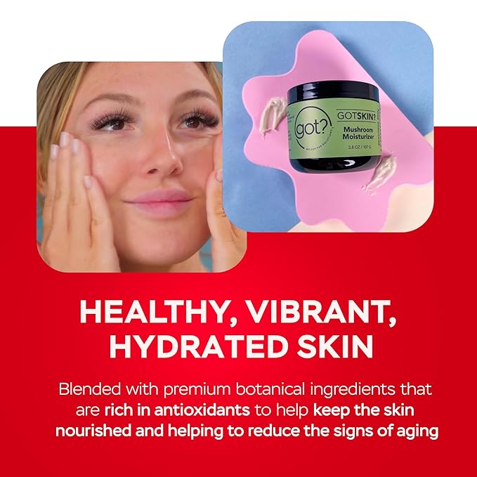 Got? Mushroom Face Moisturizer with Reishi, Chaga, Cordyceps & Lion’s Mane, Shea Butter + Vitamin E, Fast Absorbing Cream for Men & Women, 3.8 oz