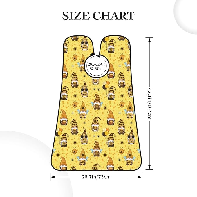 Men's Shaving Accessory Funny Honeybee Gnomes Bee Sunflower Yellow Flowers Floral, Waterproof Beard Apron with Hair Catcher & Suction Cups