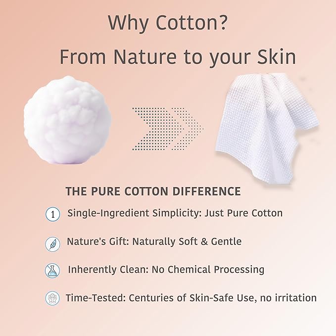 Disposable Cotton Face Towels – Super Soft Face Dry Wipes, Hypoallergenic Makeup Remover Wipes, for All Skin Types Incl. Sensitive Skin, Facial Cloths 100% Biodegradable- 50 Count