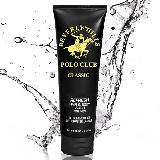 Beverly Hills Polo Club Refreshing and Cleansing Hair and Body Wash for Men with Luxury Designer Scents BHPC 8.5 oz (Classic)