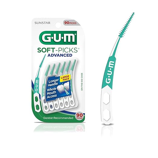 GUM Soft-Picks Advanced, Easy to Use Dental Picks for Teeth Cleaning Health, Disposable Interdental Brushes with Convenient Carry Case, Dentist Recommended Dental Picks, 90 Count