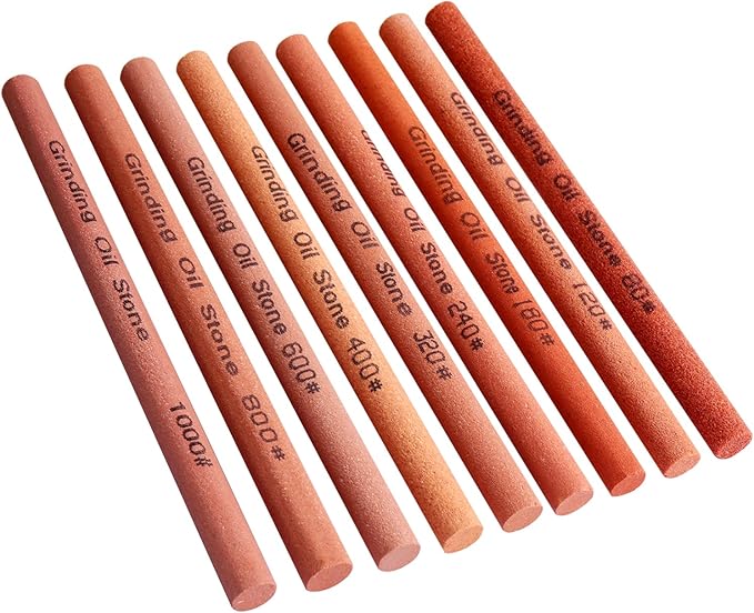 10pcs Sharpening Stone Set-10 Grit Cylindrical Assorted Sizes Whetstone Sharpener Polishing Honing Stone Kit 80# 120# 180# 240# 320# 400# 600# 800# 1000# 1200# (5.9x0.39inch)