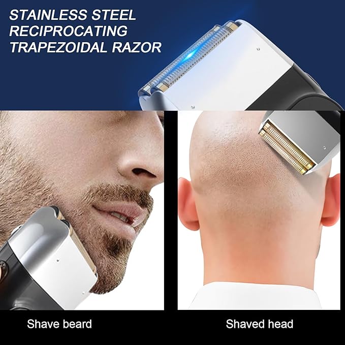 , Double Foil Rechargeable Electric Electric Shavers for Men, Low Noise Powerful Electric Foil and Bald Shavers Beard Trimmer for Close, Smooth Shaving