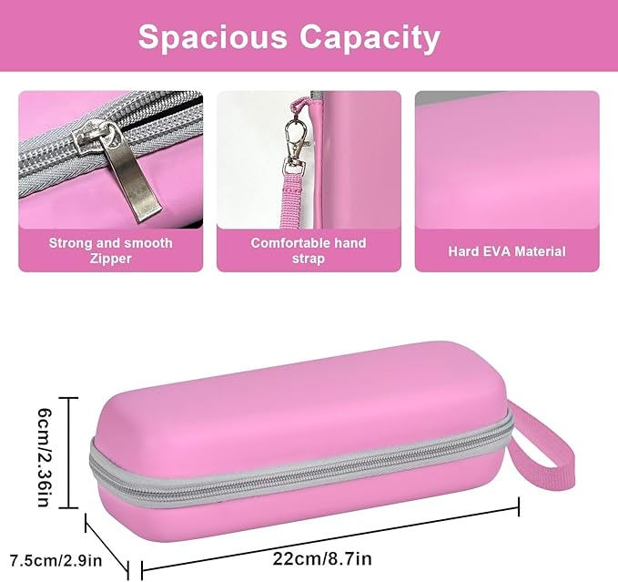 Travel Case for Oral-B/Oral-B Pro/Phlips Sonicare Electric Toothbrush with 2pcs Toothbrush Heads Cover Cap, Portable Hard Protective Storage Bag with Accessories Storage (Pink)