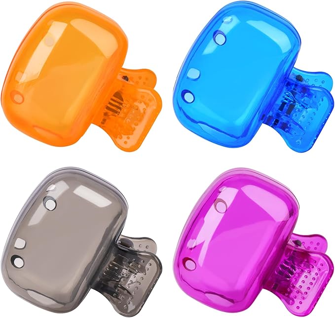 Hxezoc 4 Pack Travel Toothbrush Head Covers Toothbrush Protector Cap Brush Pod Case Protective Portable Plastic Clip for Household Travel, Business, School, Bathroom, Camping