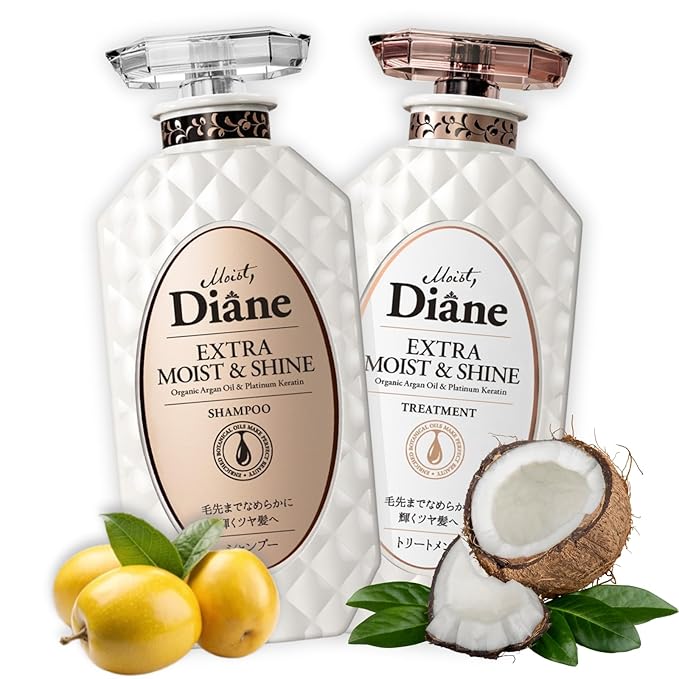 Moist Diane Natural Shampoo and Conditioner Set for Women & Men, Argan Oil Shampoo & Conditioner for Curly Hair by Keratin, Protein& Collegen in Japan, Silicone& Sulfate Free 30.4Fl Oz MOIST& SHINE