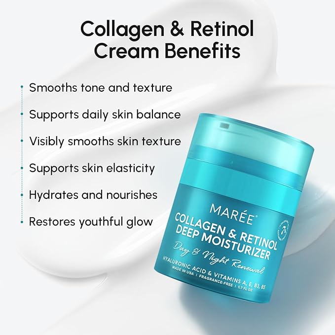 MAREE Face Moisturizer Retinol Cream for Face – Daily Wrinkle Cream for Women – Anti-Aging Face Cream – Facial Moisturizer with Collagen – Crema Hidratante Para la Cara for Skin Tightening